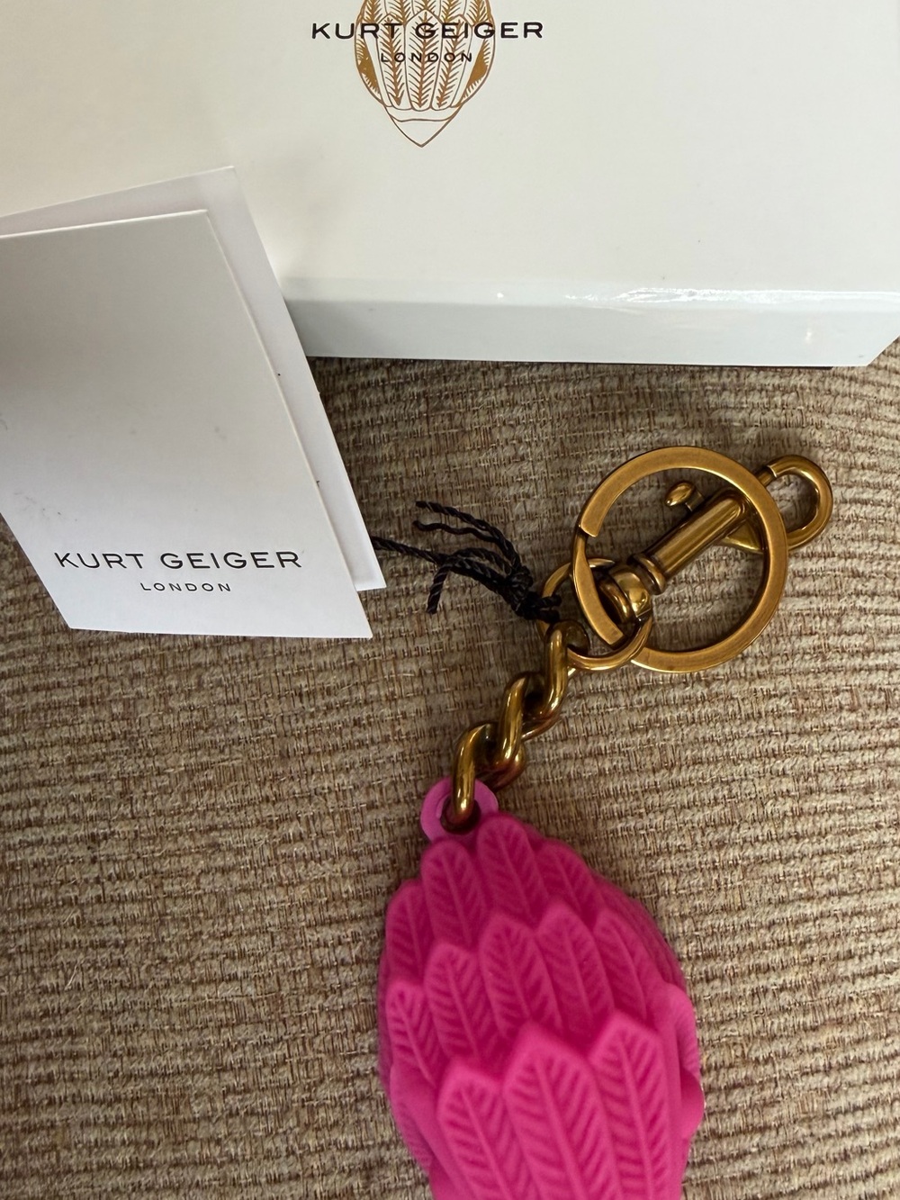 Kurt Geiger Pink Silicone Pinecone Keychain - Picture 2 of 3